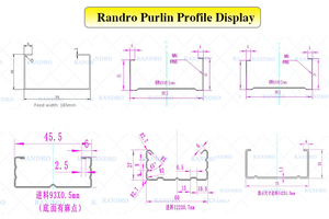 RANDRO 라이트 게이지 용골 스터드 건식 벽체 금속 스터드 만들기 기계 C 채널 스틸 롤 성형 CD UD UW CW 건식 벽체 도랑기 - Product Image 6