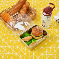 Boîte à lunch écologique, recyclable, personnalisée, pour adultes et enfants, ensemble scolaire, bento pour enfants, 2 compartiments, anti-fuite, sans BPA, 304