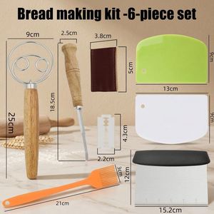 Kit de démarrage de levain de pâte à pain danoise sur mesure 6 pièces - Crochet à pâte, fouet hollandais, lame à pain, racloir de boulanger, brosse à pâtisserie en bois - Product Image 2