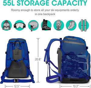 Mochila de Viaje para Esquí y Snowboard de 55L de Alta Calidad, con Compartimento para Casco, Exterior e Inferior Impermeables - Product Image 5