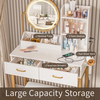 Vanité blanche à la mode moderne avec espace de stockage Fabrication professionnelle Prix promotionnel Vanités rondes de maquillage pour chambre à coucher