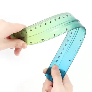 30cm reta plástico régua conjunto colorido flexível régua define estudante ranibow flexível escala papelaria conjunto