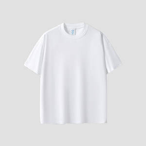 Heavyweight 200GSM Hombres en blanco O-cuello Liso Camisetas Algodón Poliéster Mezcla Blanco Punto Camisetas Unisex - Product Image 1