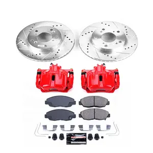 Pajero Kaliper Rem Kit Depan Dibor dan Slotted Rotor Disc Brake Kit Dilapisi Caliper Peralatan Kit Untuk HONDA