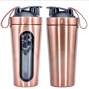 Venta caliente China compra a granel botella coctelera de proteína de suero personalizada con ventana de tritan transparente, coctelera de proteína 700ml - Product Image 1