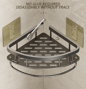 Estante de esquina montado en la pared de aluminio BX para estante organizador de almacenamiento de baño sin necesidad de taladro - Product Image 2