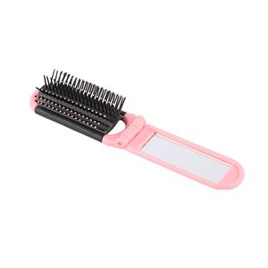 <b>Hot</b> Sale Custom Logo Printed New Design Top Quality Fashion Fold Portable Ribs Shape Hair Brush <b>Comb</b> With Mirror - Product Image 3