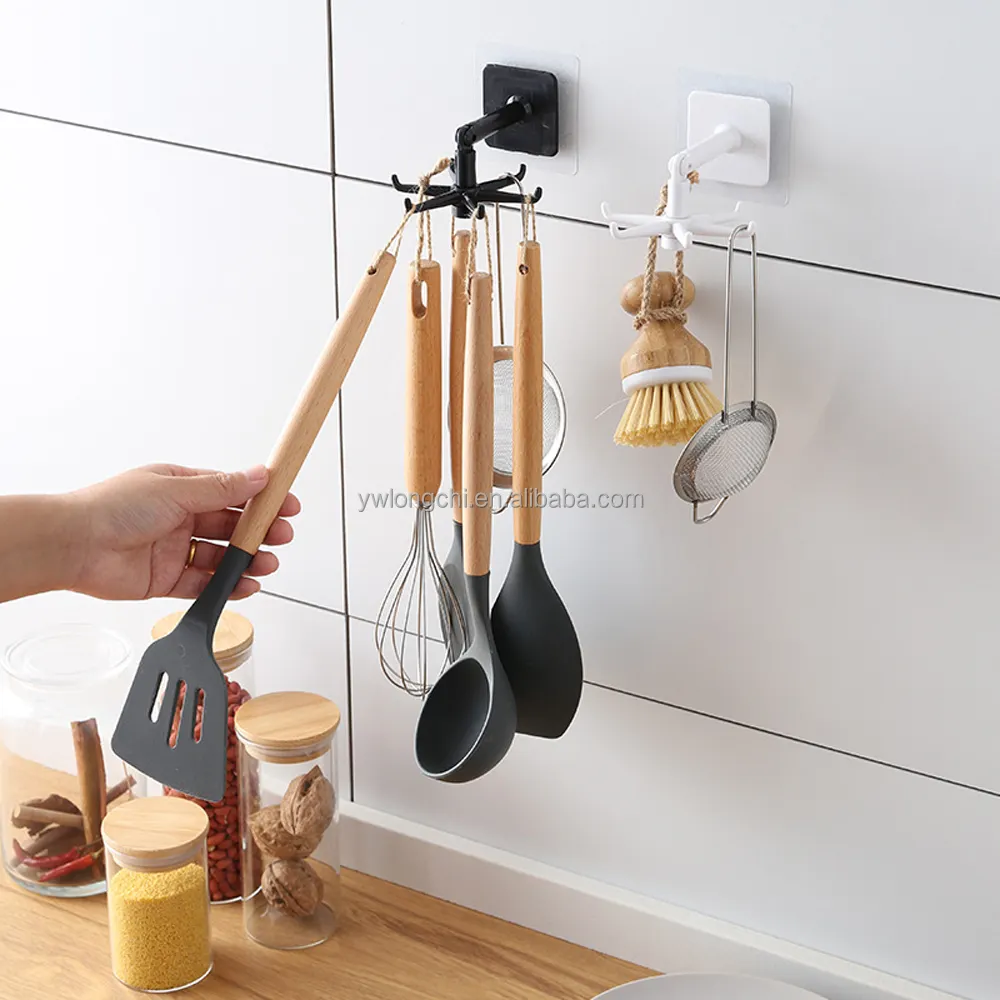 Estante de pared ajustable multifuncional para cocina, utensilios de cocina para colgar soporte de plástico, desmontable, tarjeta, llave, utensilio, nuevo