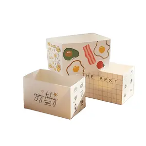 Personalizado vários tamanhos de embalagens quadrados/triangulares, atacado, hotdog empacotamento, sanduíche caixa de almoço