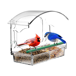 BYOT Mangeoire à oiseaux en acrylique transparent 4 ventouses fortes Plateau à graines détachable Très transparent pour l'observation en extérieur des oiseaux sauvages - Product Image 6