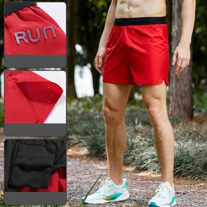 Men's 2-<b>Layer</b> Woven <b>Mid</b> Elastic Sports Shorts Quick Dry Breathable Anti-Wrinkle Underwear Custom Logo Active Running Shorts - Product Image 1