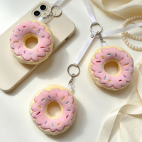 Porte-clés en peluche Donut Crème Rose, Pendentif Sac en Forme de Pain Mignon, Accessoire Ornemental Suspendu Doux et Adorable