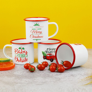 Feliz <span class=keywords><strong>Navidad</strong></span>, venta al por mayor de fogata <span class=keywords><strong>tazas</strong></span> impreso personalizado 200ml esmalte taza <span class=keywords><strong>para</strong></span> regalos - Product Image 3