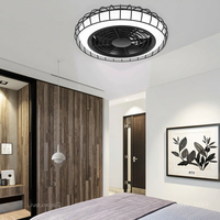 Plafonnier LED moderne de 20 pouces avec télécommande invisible Corps en fer Moteur à courant continu Ventilateur de salon intelligent