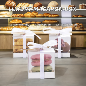 Tùy Chỉnh Sang Trọng Vuông Pet Macaron Quà Tặng Bao Bì Hộp Trong Suốt Macaron Hộp Nhựa Lỏng Bột Tráng Miệng Blush Bánh Hoa Kẹo - Product Image 2