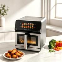 Four à friture numérique en acier inoxydable avec fenêtre de visualisation, écran LCD, usage domestique, revêtement antiadhésif, fonctions de grillade et de cuisson