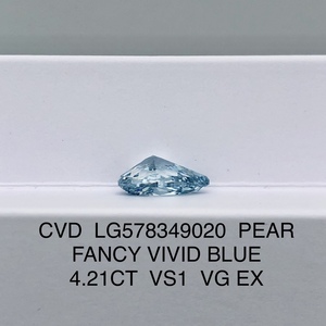 メッシジュエリーIGI証明書4カラットVS1ファンシーVIVIDブルーペアHPHTCVDラボ成長ダイヤモンド - Product Image 4