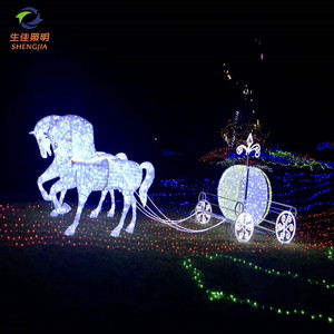 Guirlande lumineuse LED 3D renne traînant un chariot, étanche IP65, pour festivals de Noël en extérieur, décorations commerciales, CRI 95 élevé, rechargeable - Product Image 3