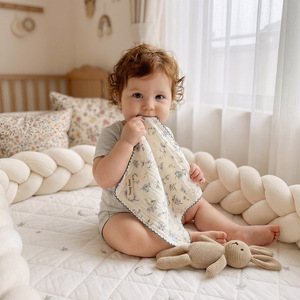 Ensemble de serviettes pour bébé en mousseline tissée, 100% coton biologique, doux, à séchage rapide, motif floral, utilisable comme lingette pour <span class=keywords><strong>le</strong></span> visage, <span class=keywords><strong>mouchoir</strong></span>, bavoir anti-salive et débarbouillette, pour enfant - Product Image 3