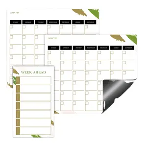 Pegatinas de nevera de pizarra blanca de borrado en seco magnético OUV, calendario magnético, día, semana, mes, planificador