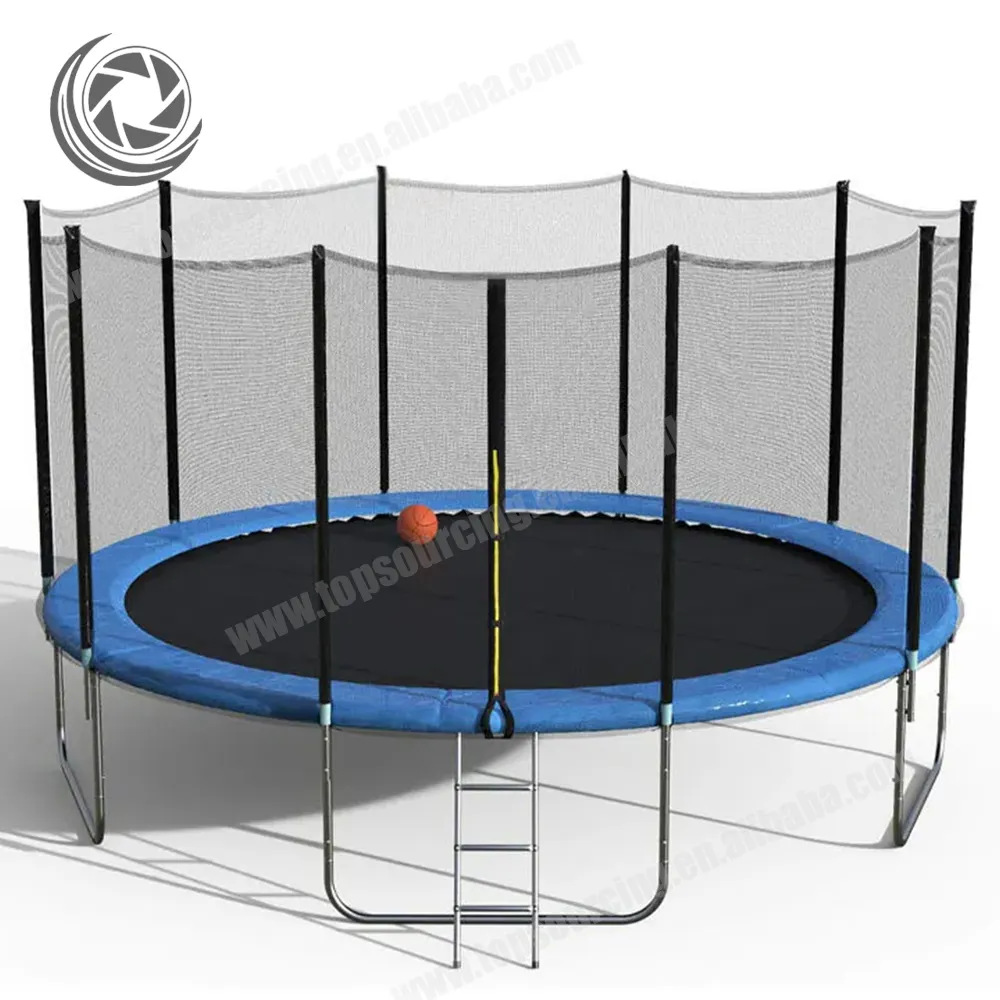 Ngoài trời nhà phòng tập thể dục thiết bị tập thể dục với lưới an toàn bộ trampolines cho người lớn với thùng Vòng 10ft Trampoline ngoài trời