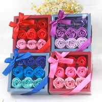 Ensemble de fleurs artificielles décoratives parfumées OEM, rose en savon à dégradé de couleur, boîte cadeau pour la fête des mères, cadeau pour femmes