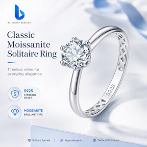 1 Carat D Color Moissanite Ring Jewelry <strong>Women</strong> 925 Sterling Silver Ring Wedding Engagement Fine Rings Wholesale Designer - Product Image 5