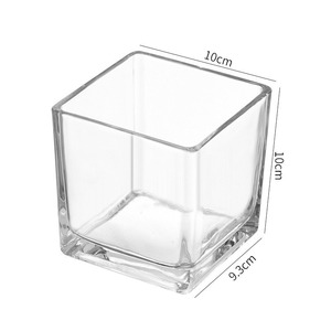 Venta al por mayor, 5oz, cubo cuadrado grande transparente, tarros de velas de <span class=keywords><strong>cristal</strong></span>, vela con fragancia DIY, sellado para hacer regalos - Product Image 1