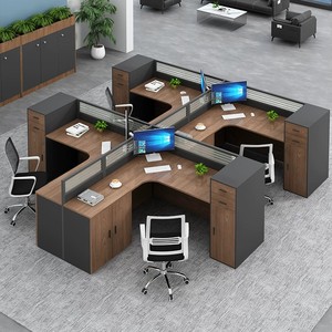 Estación de Trabajo Individual Moderna con Mampara de Privacidad y Sofá Integrado, Escritorio Modular para <span class=keywords><strong>Personal</strong></span> con Gabinete de Almacenamiento - Product Image 3