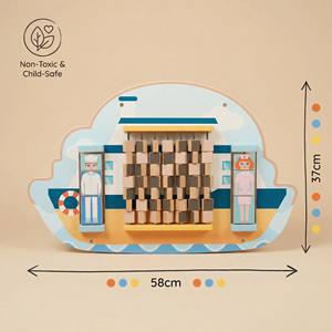 Bateau de voyage éducatif en bois Montessori - <span class=keywords><strong>Jeu</strong></span> interactif de voyage maritime et d'échecs pour les 2-3 ans, 3-6 ans, 8-13 ans, jouets muraux - Product Image 2