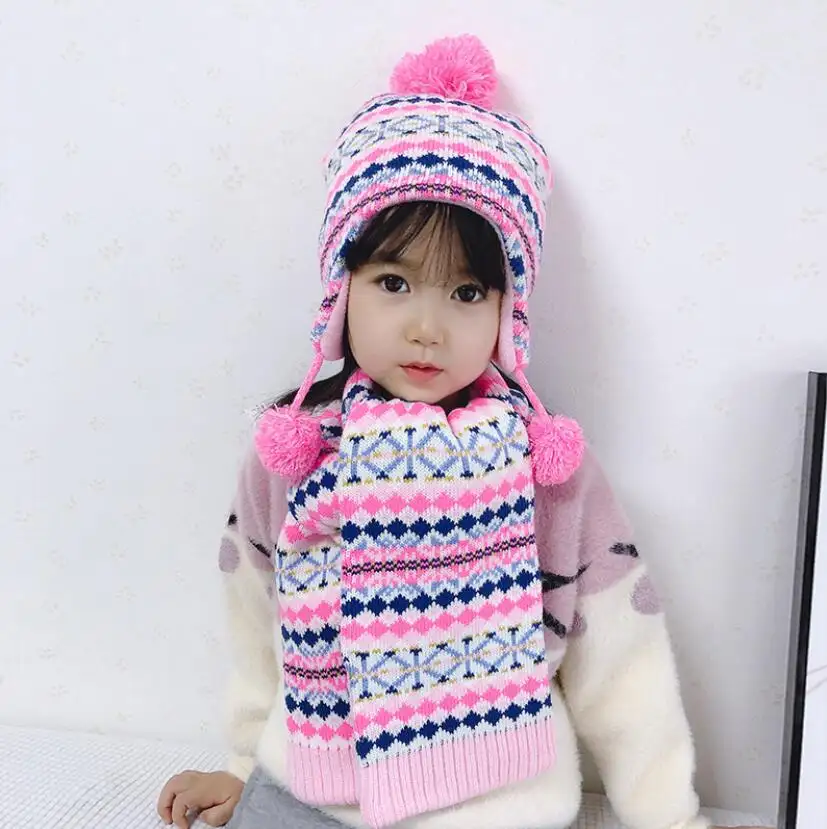 Peuter Kids Baby Jongen Meisje Winter Warm Gebreide Haak Oorklep Beanie Hat Cap Wol Leuk Ontwerp 2020 Plus Fluwelen Binnenkant hoeden