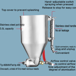 Semprotan Mortar Pneumatik Berkapasitas Besar dan Lubang Lebar 9511A Pistol Semprot Pelapis Baja Tahan Karat untuk Cat Dinding dan Pelapis Bubuk - Product Image 4