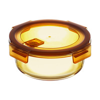 Bernsteinfarbener Borosilikatglas-Lebensmittelbehälter, Mikrowellengeeignet, Hitzebeständige Glas-Lunchbox mit Deckel für Büro, Individuelle Mindestbestellmenge