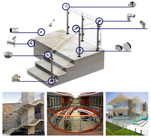 Balustrades et rampes de balcon et de <span class=keywords><strong>terrasse</strong></span> modernes en acier inoxydable et en <span class=keywords><strong>verre</strong></span> pour la décoration extérieure des jardins et des villas - Product Image 3