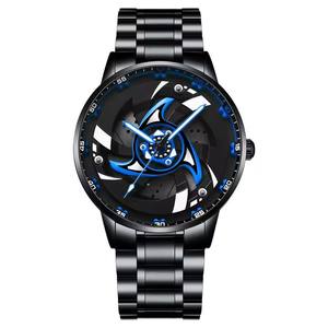 Reloj de pulsera deportivo de acero inoxidable negro con movimiento de cuarzo giratorio creativo de la serie New Watch Car, ideal para regalo. - Product Image 3