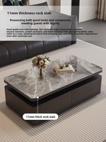 Table basse moderne minimaliste de style italien, en pierre d'ardoise, avec cadre en bois massif, design élégant pour salons de petite taille