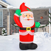 Père Noël gonflable de 7 pieds qui cligne et bouge, avec décoration de houx et lumière LED, pour la décoration de jardin, pelouse, maison, fête de Noël en extérieur