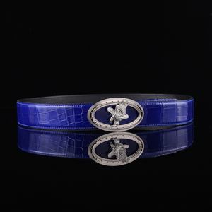 <b>Men's</b> Customized Luxury Formal <b>Belt</b> with Steel Buckle Crocodile Skin High Gloss Durable Custom Logo Option - Product Image 4