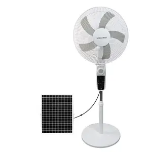 Ventilador de soporte solar con panel solar y luces, alta calidad, popular, venta al por mayor, 5000mAh, 15W, DC16 pulgadas, 59 tipos de disco, control remoto