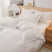 Ensemble de literie de luxe en tissu uni de qualité supérieure 200TC 40s, tissé, lavable, 4 pièces, drap plat
