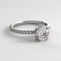 Bague de fiançailles solitaire en or massif 10K/14K/18K avec diamant de laboratoire taille ronde pavé 0,5-3 carats, certifié IGI VVS DEF, personnalisable CVD/HPHT