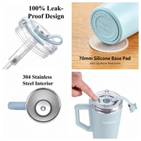 2 Tasses de voyage isothermes à double paroi en acier inoxydable de 40 oz avec poignée pour une isolation thermique de 6 à 12 heures, couleur personnalisable