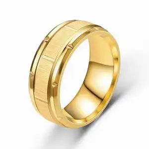 Cincin Perhiasan Pria besi tahan karat 8mm lebar gaya terbaru grosir cincin mode baja tahan karat cincin berbentuk khusus
