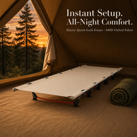 Lit pliant portable moderne pour le camping en plein air avec cadre en métal, matériau Oxford, design pliable et fonction de massage
