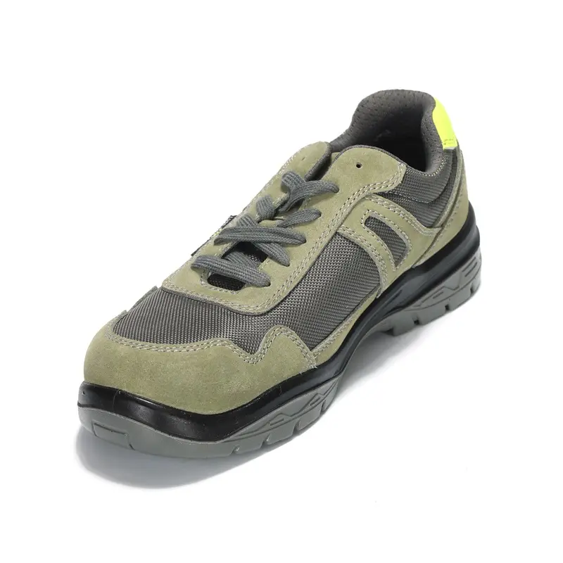 حذاء أمان من الجلد المدبوغ المضاد للصدمات مزدوج الكثافة PU حذاء عمل لينة ضد الخدش حذاء أمان رجالي