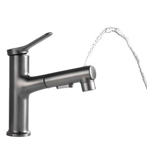 Basin Faucet Single Handle Pull Out <b>Spray</b> Ceramic Valve Deck <b>Mounted</b> Single Hole 2gpm Flow Rate - Product Image 1