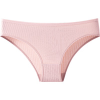 Braguitas Bikini de Algodón Puro Transpirables de Cintura Baja, Tallas Grandes, Estilo Europeo Americano, Color Liso, para Mujeres Jóvenes