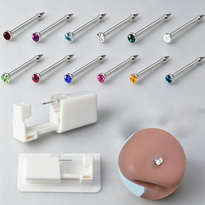 Pistolet de perçage nasal jetable transfrontalier en tungstène avec diamant tchèque, outil de perçage nasal, pistolet à bijoux pour piercing de nez, vente en gros - Product Image 1