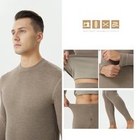 Conjunto de Ropa Interior Térmica para Hombre, Forrada de Lana, Antiestática, Camiseta de Manga Larga y Pantalones Cortos hasta la Rodilla para Clima Frío