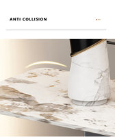 Table de console moderne en acier inoxydable demi-lune en marbre pour villa et résidence de luxe